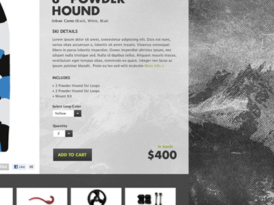 Ecommerce Product Page cart ecommerce grunge mountains shopping sled snowmobile