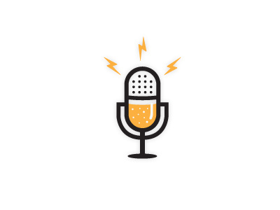 Podcast Logo beer carbonation glass lightning bolts logo microphone