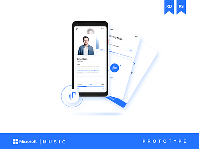 Microsoft Music | Prototype adobexd app brand branding design graphic design illustration microsoft ui ux