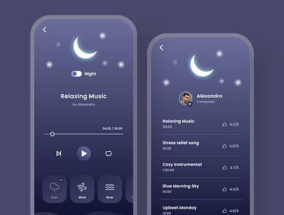 UI Design Sleeping Music App appdesign interactiondesign landingpage uidesign uiux userexperience userexperiencedesign userinterface userinterfacedesign uxdesign webdesign