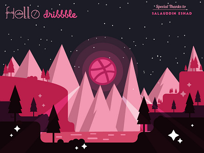 Hello Dribbble design first illustration shot