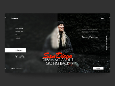 Dawson. dark mode dark theme dark ui design header design homepage interface minimal minimal design ui ux visual design web web design