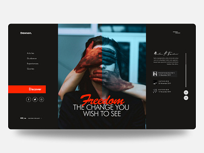 Dawson. clean design dark theme homepage homepage design interface landing page minimal minimal design ui user ux web web design