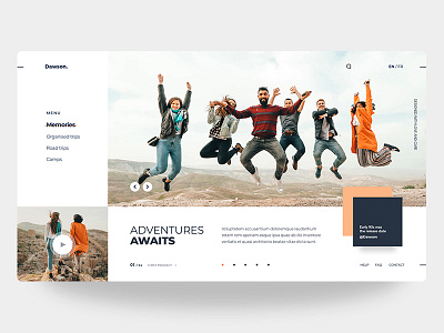 Dawson. | Adventures Awaits clean clean design design experience front end header design homepage interface landing page minimal singlepage ui user ux visual web web app web design web page