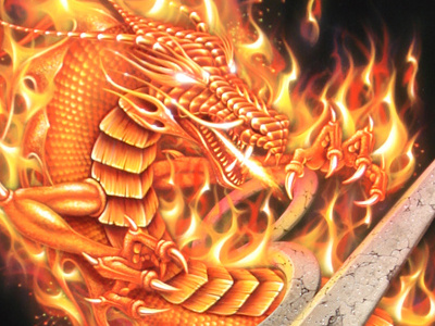 Dragon Fire airbrush fire flames paint real