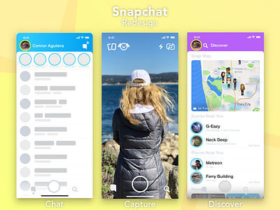Snapchat Redesign app dailyui design ios iphone prototyping redesign sketch snap snapchat social media stories ui design ux