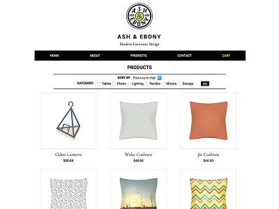 Ash & Ebony - Products Page adobe illustrator cms css graphic design html illustration logo mysql php web design