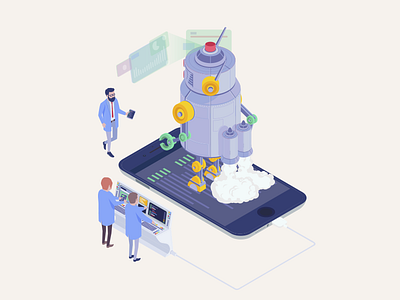 Development concept design isometric illustration