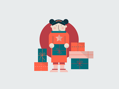 gift christmas gift girl illustration