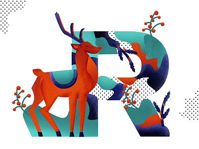 Reindeer color illustration letter reindeer