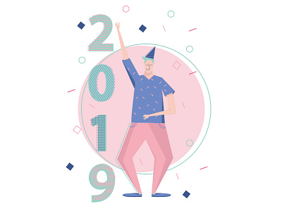 2019 2019 happy illustration men new year people