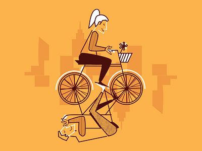 bike bike city couple illustration men people summer women
