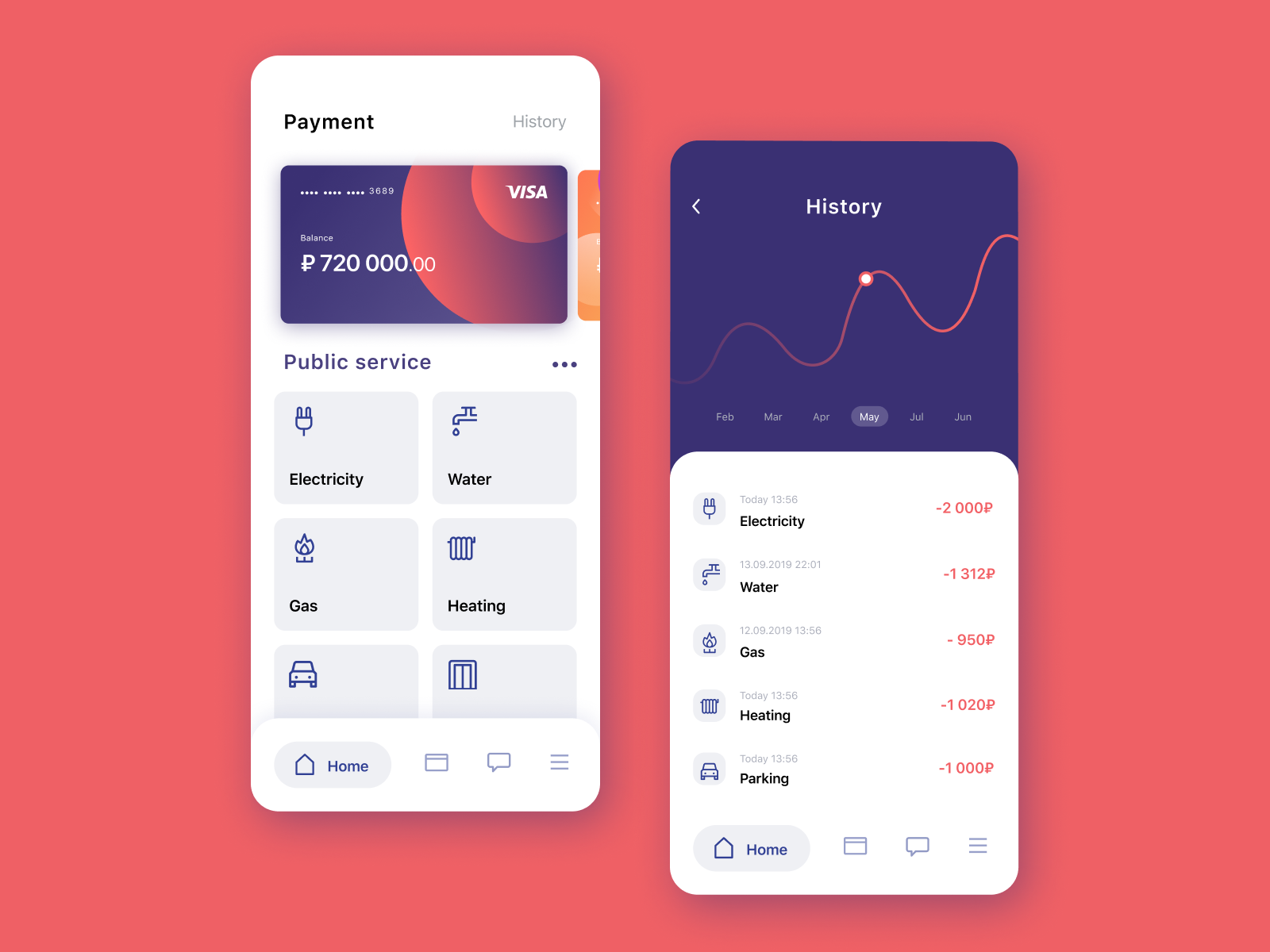 Mobile utility payment application by Alexandra Grigorieva on Dribbble