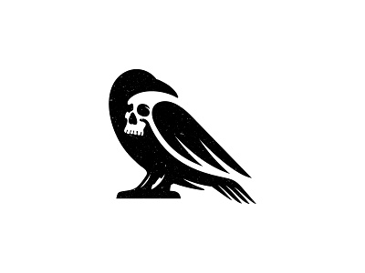 Raven and Skull animals bird black crow death design design. iconic. illustration logo logodesign logos raven simple skull