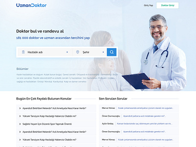 uzmandoktor blue doctor hospital patient website