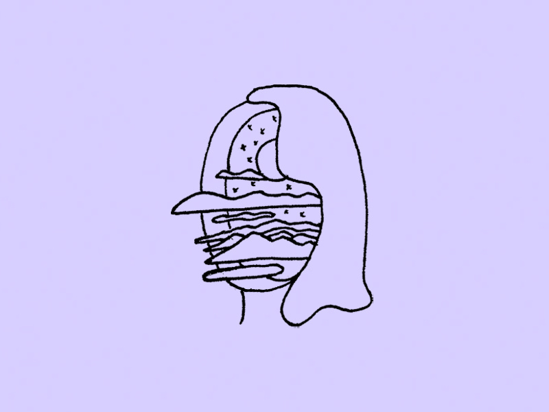 Lost Minds illustration space head mountains