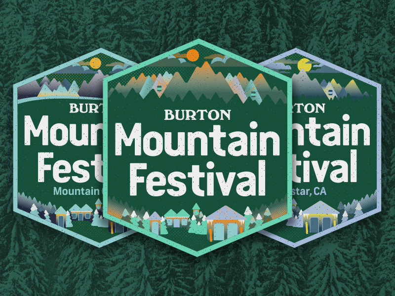 2017 Burton Mountain Festival Badges illustration mountains badge