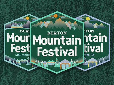 2017 Burton Mountain Festival Badges badge illustration mountains