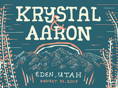 Krystal & Aaron illustration typography wedding invite