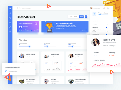 Team Onboard Dashboard android animated app designer icon icons illustrations interaction design material design prototyping ui user experience ux