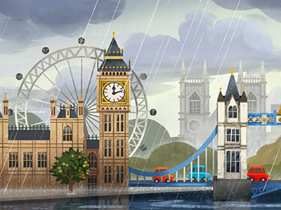 Juice Jam background 2d art art big ben character concept art design illustration london london bridge london eye maps