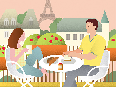 Wedding trip to France - 1 breakfast geometric love trip vector wedding