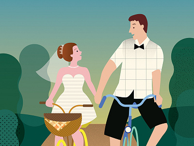 Wedding trip to France - 4 breakfast geometric love trip vector wedding