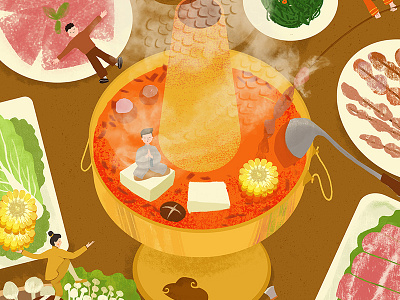 Kongfu Hot Pot chinese food hotpot illustration kongfu winter
