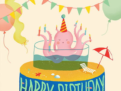 Happy Birthday birthday cake happy postcard summer