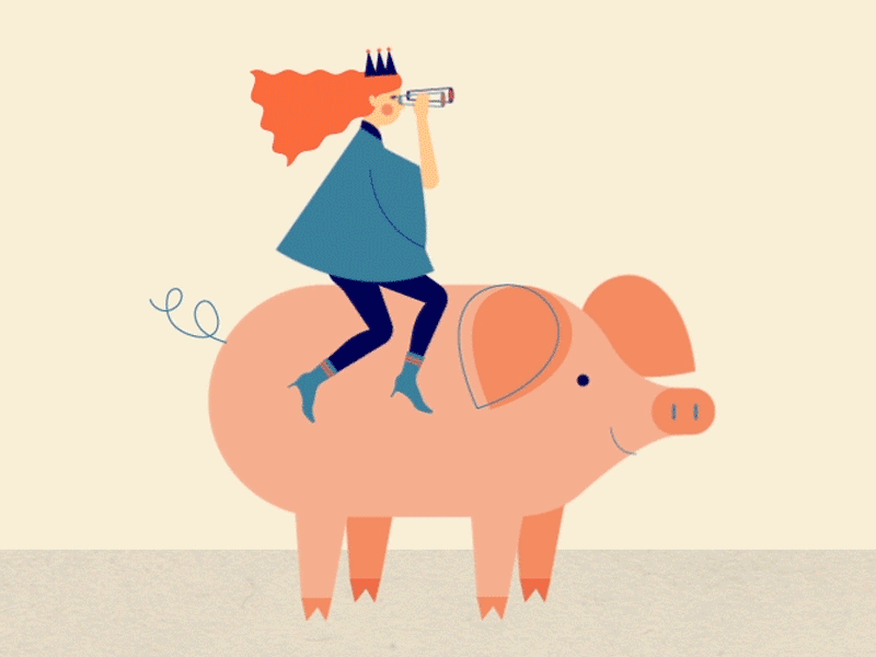 Princess on Pig animation illustration illustrator motion art pig princess vector art walking