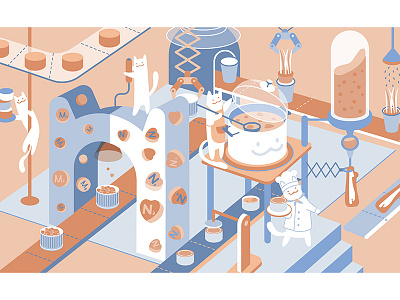 Cats' Food Factory by Hui Yang on Dribbble