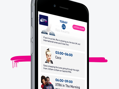 Capital Xtra app design dj interface ios ios7 iphone list music radio ui ux