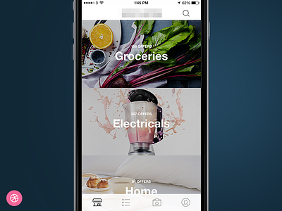 Offers Section (+Invite) app design electrical food giveaway home interface invite ios iphone ui ux