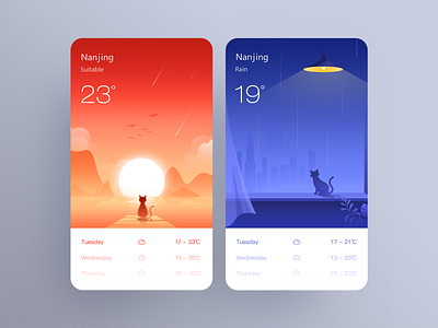 A group of weather illustrations