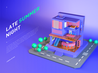 Late summer night c4d design hiwow illustration 插图