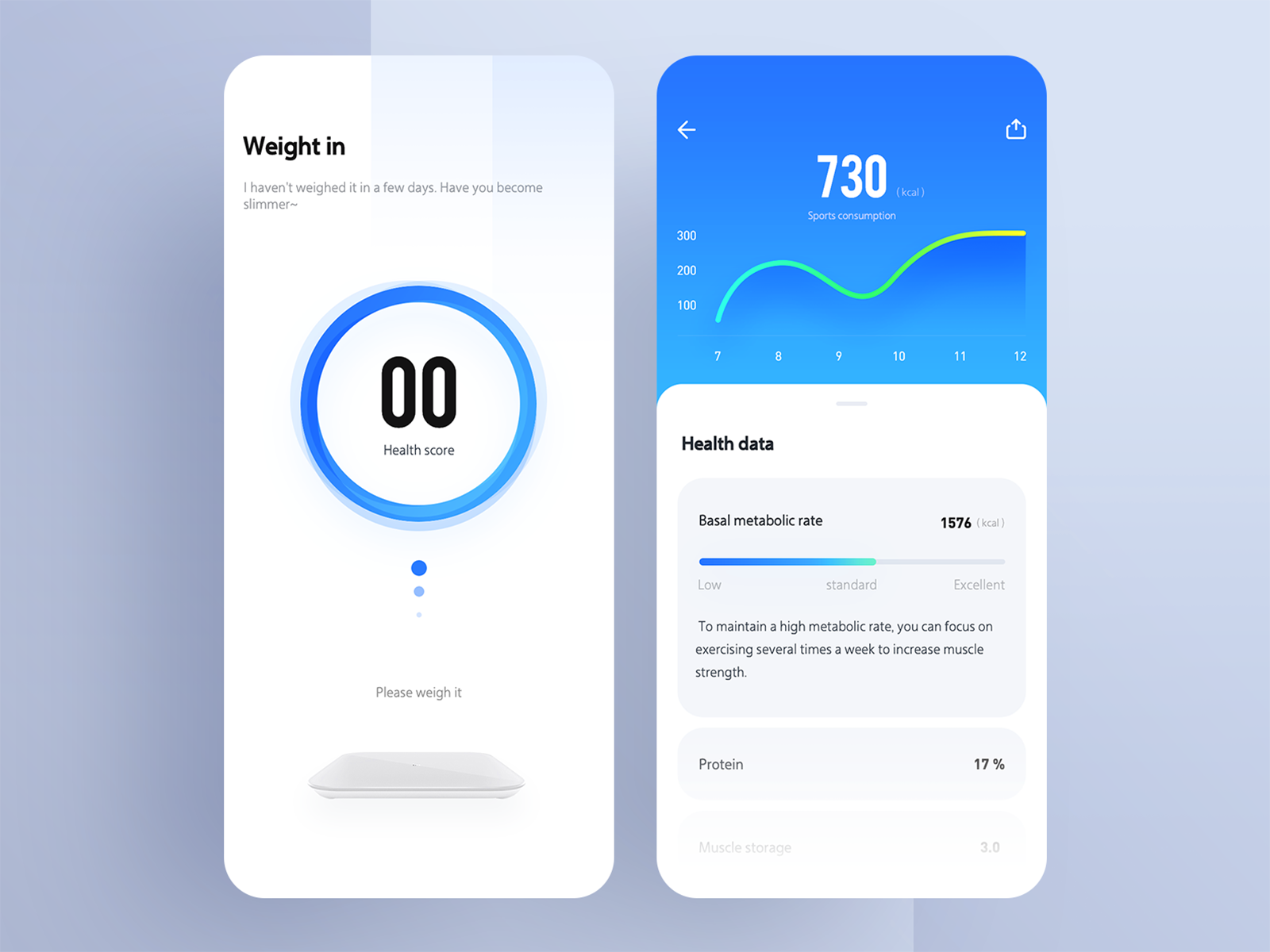 An app for weight measurement by Chahua for RaDesign on Dribbble