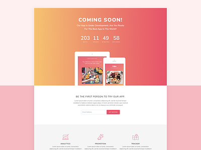 Coming Soon App Landing Page bootstrap coming soon css html landing page template