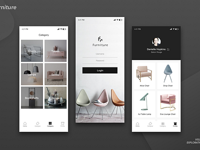 app with furniture chairs desiner login table