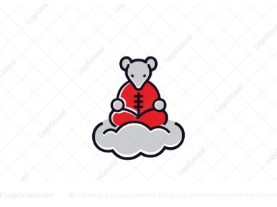 Meditating Mouse Logo asian chinese cloud elevate guru meditate meditating mouse rat