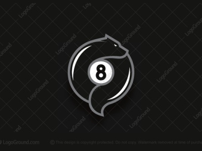 Billiard Ball With Fox Logo animal black branding design fox logo