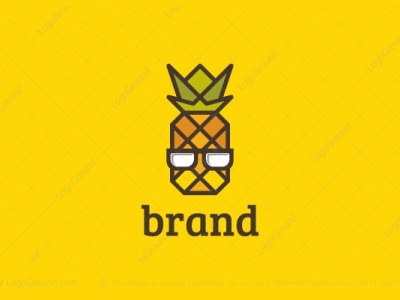Old Man Pineapple Logo fruit glasses grandma grandpa host hostility mascot mature mustache old man pineapple
