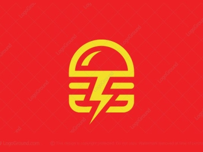 Lightning Burger Logo burger burger logo cafe delivery fastfood flash foodtruck lighting restaurant thunder