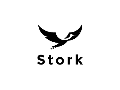 Stork Logo bird bird icon bird illustration bird logo black design logo modern negative space negative space logo simple stork stork logo white