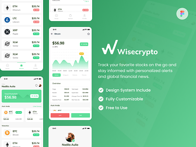 Wisecrypto - Cryptocurrency App app bitcoin clean coin crypto cryptocurrency finance mobile ui ui kit ux wallet
