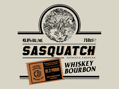 Sasquatch Bourbon bourbon identity label lettering liqour logo packaging type typogaphy