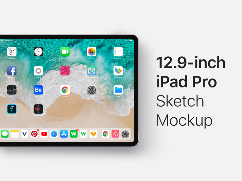 129 Inch Ipad Pro 2018 Sketch Mockup Free Download By