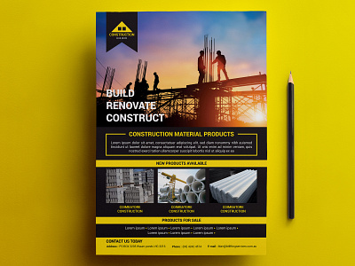 Construction Flyer advertisements branding clean construction flyer graphic design marketing minimal one pager poster print typography ui