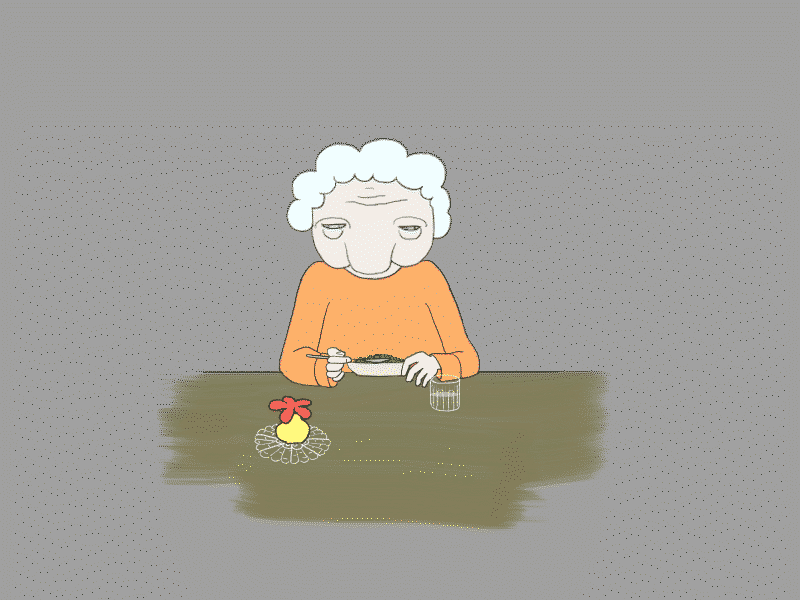 Eating in peace 2d animation funny lady old peas sad sketch tvpaint