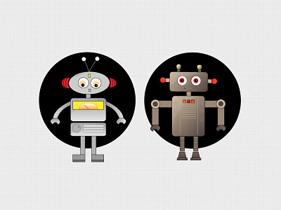 Robot friends brown grey illustration robot