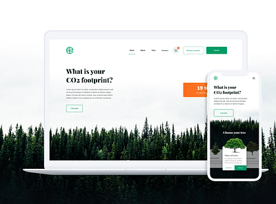 Carbon footprint calculator design gogreen green layout layouts screen design screen flow tree trees ui user interface design userinterface ux website website concept website design